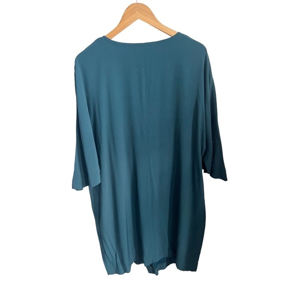 UNIVERSAL Standard Teal Long Sleeve V Neck Asymmetrical Hem Dress - Picture 7 of 8